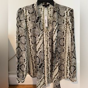 NWT- Jcrew Snakeskin Blouse with neck tie - size 0